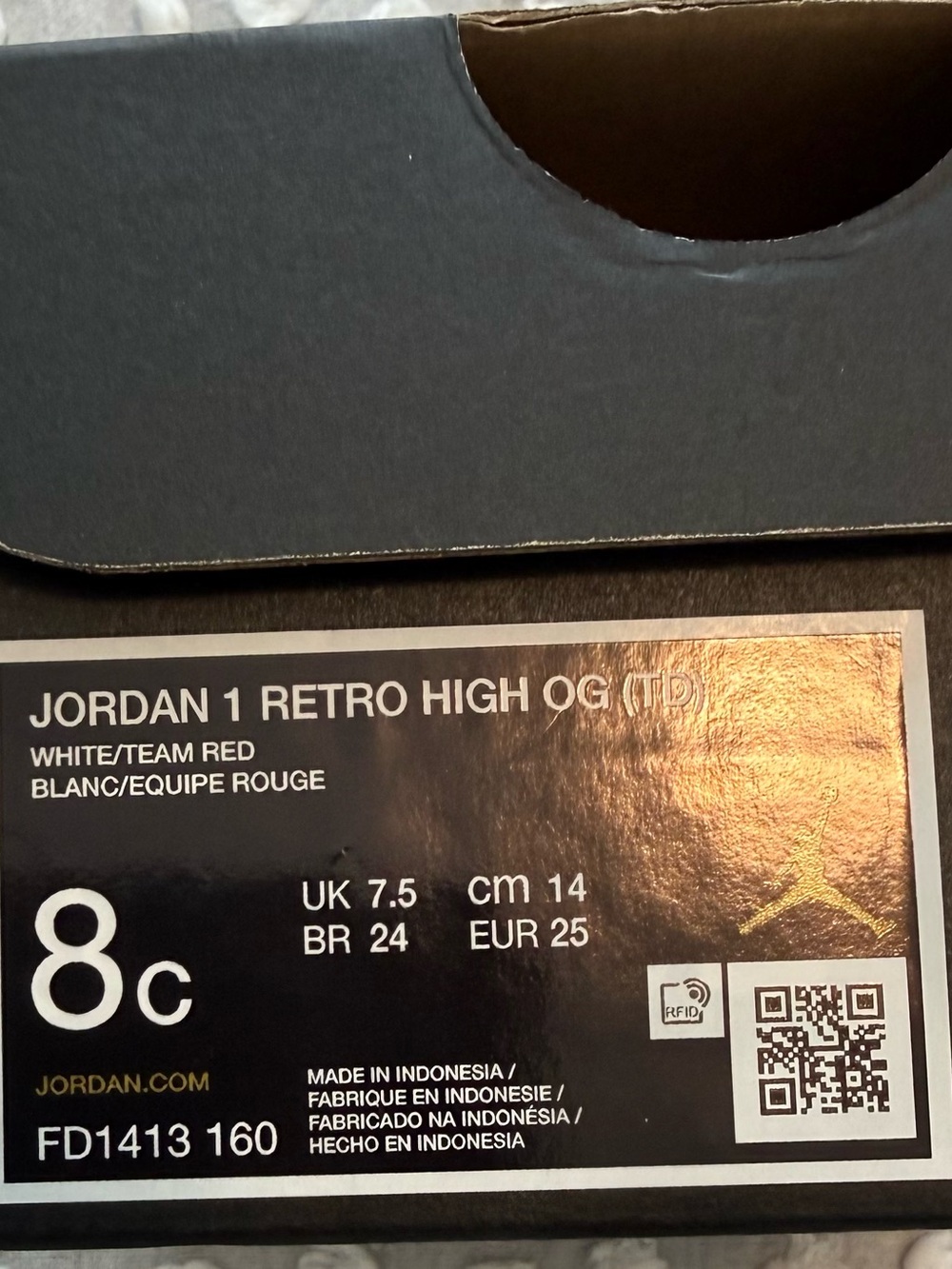 Jordan 1 Retro High OG (TD) size 10c - Picture 7 of 7